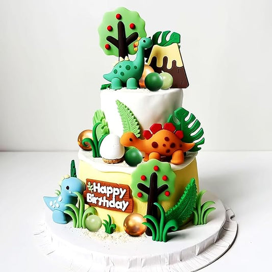 26 PCS Luxury Little Dinosaur Cake Decorations Dinosaur Cupcake