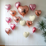 Pink White Heart Balloons, 19PCS Rose Gold and White Heart Shape