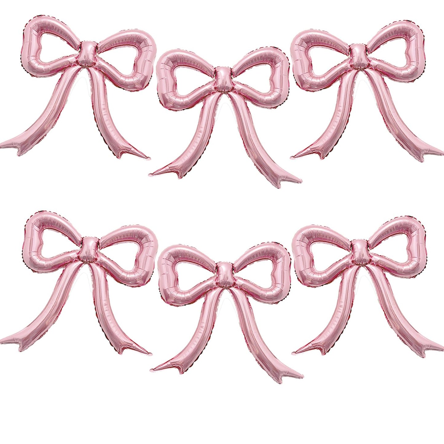 6pcs Pink Bow Foil Balloons Set Bow Mylar Balloons for Coquette