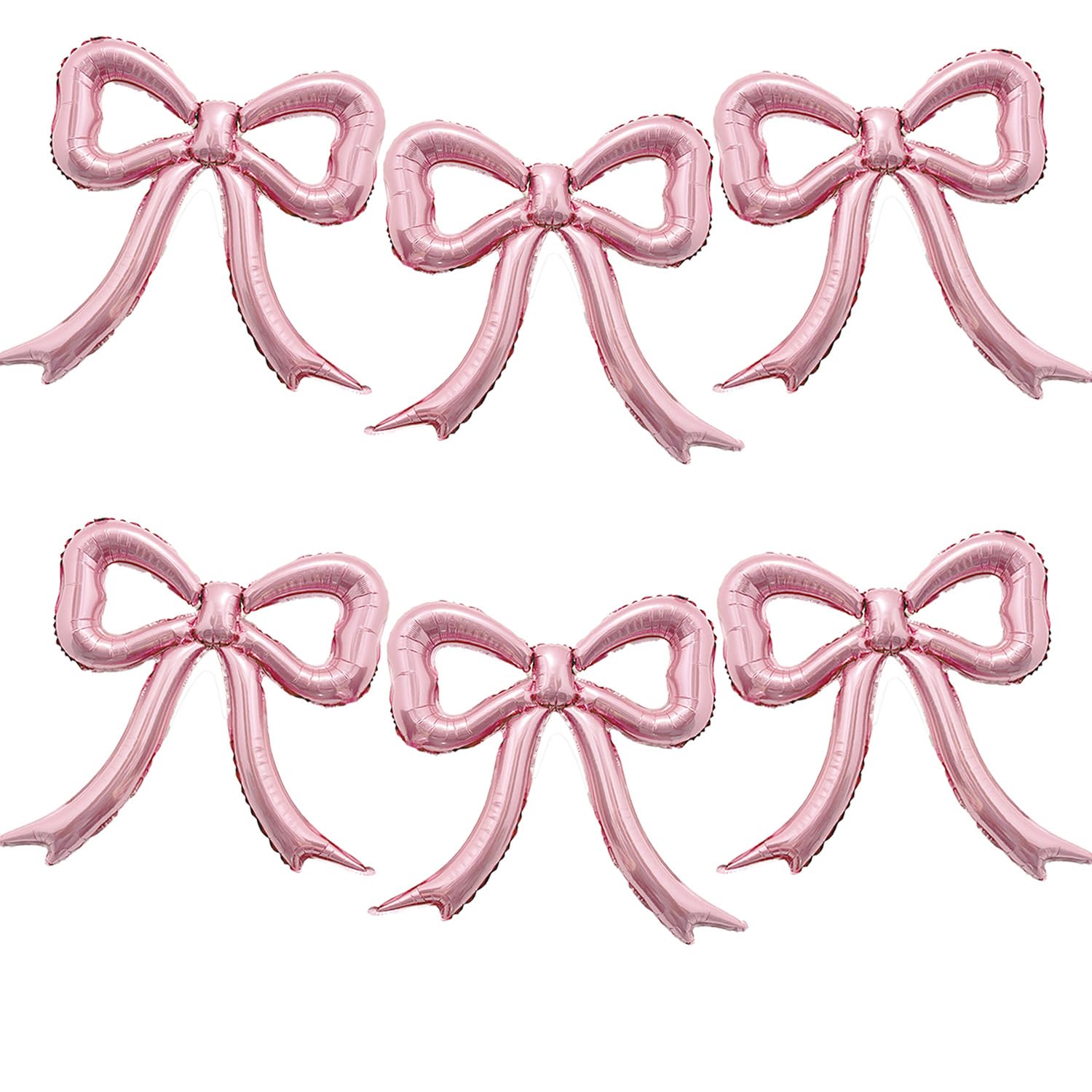 6pcs Pink Bow Foil Balloons Set Bow Mylar Balloons for Coquette