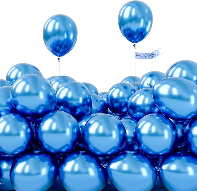 PartyWoo Metallic Blue Balloons 100pcs 5 Inch Small Mini Chrome Blue