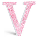 Qunclay Pink Crystal Diamond Letter Wall Decor, Glitter Wooden Bling