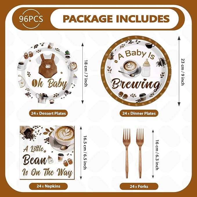 Coffee Baby Shower Decorations 96Pcs A Baby Is Brewing Baby Shower