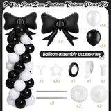 2 Sets Black White Bow Balloon Column Stand Kit Includes 2 Bows & 100