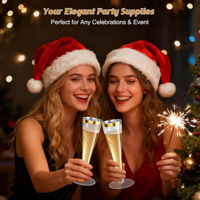 200 Pack Champagne Flutes Plastic Wine Glasses Disposable, 4.5 Oz