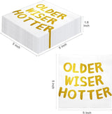 LeZakaa 25Pcs Birthday Paper Napkin, 3-Ply Gold Foil "Older Wiser
