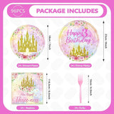 96 Pcs Princess 3rd Birthday Party Supplies Her Royal Threeness