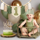 Wild One High Chair Banner for 1st Birthday Party Boy Decorations