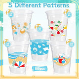 100Pcs Beach Pool Party Decoration Cups, 12 Oz Summer Disposable Cups