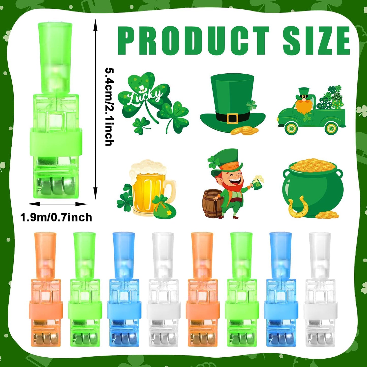 CHUNNIN 36 PCS St. Patrick's Party Favors Shamrock Light Up Finger