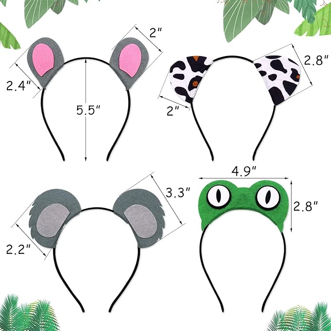 12pcs Jungle Animal Safari Headbands with Animal Hair Hoops Photo