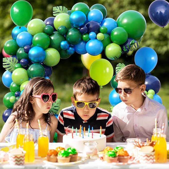 Blue Green Balloon Arch Kit Dinosaur Balloon Garland Kit with Fruit