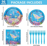 96PCS Under the Sea Party Decorations Ocean Sea Birthday Tableware