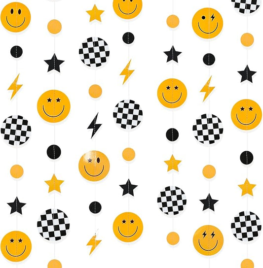 One Happy Dude 1st Birthday Decorations Black Yellow Smile Face