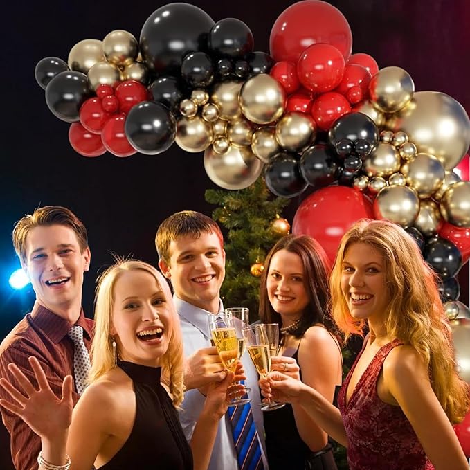 Red Black and Gold Balloons 60Pcs 12 Inch Red and Black Gold Party