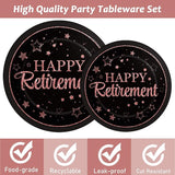 96 Pcs Retirement Party Plates Napkins Tableware Set Rose Gold Happy