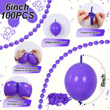 Purple Quick Linking Balloons, 100PCS 6 Inch Purple Link Balloons for
