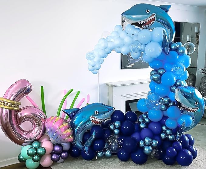 Bezente Blue Balloons Set,60pcs 12 inch Metallic Blue Pearl Blue Navy