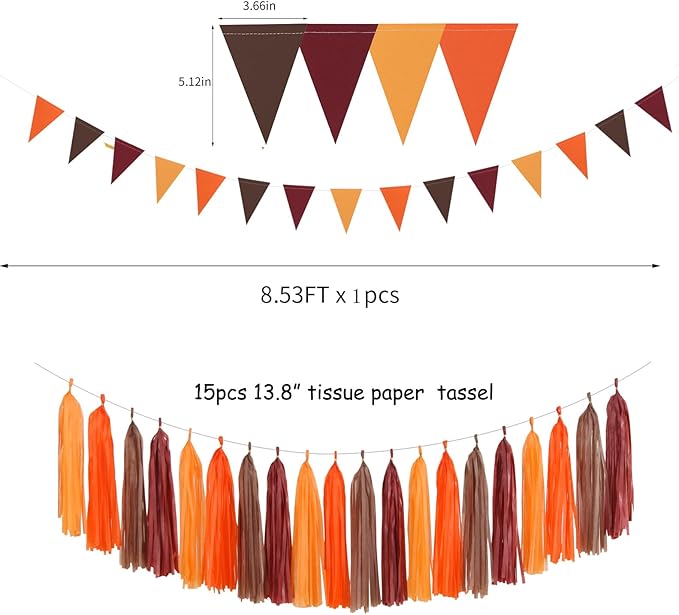 Boho Baby Shower Burgundy Brown Orange Party Decorations 23pcs