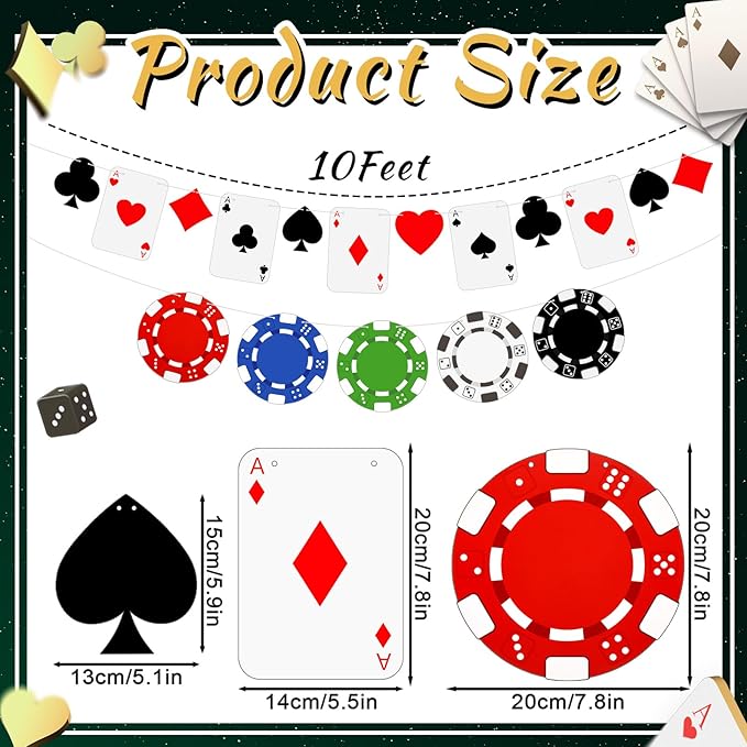Sherr Poker Theme Party Decorations 10 ft Pre-Strung Poker Birthday