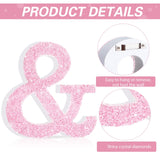 Qunclay Pink Crystal Diamond Letter Wall Decor, Glitter Wooden Bling