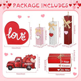 8Pcs Valentine's Day Decoration Wooden Valentines Table Centerpiece
