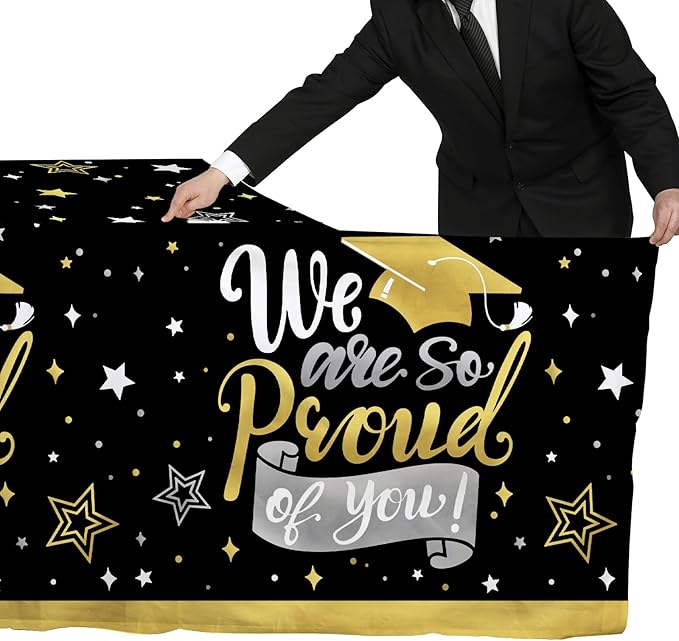 Graduation Decorations 2026 2 Pcs Black and Gold Gongrats Grad