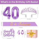 40th Birthday Decorations for Women Purple with 40th Birthday Sash