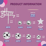 40Pcs Disco Ball Cake Toppers Silver Balls Cake Decorations with