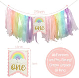 Macaron First Birthday Party Decorations Pastel Rainbow High Chair