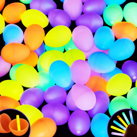 JOYIN 200 Pcs Easter Egg with 300 Pcs Easter Glow Sticks, Glow in the
