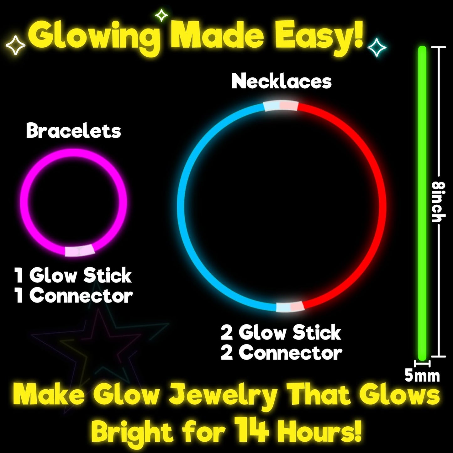 TURNMEON 960 Pack Ultra Bright Glow Sticks Bulk Glow In The Dark Party