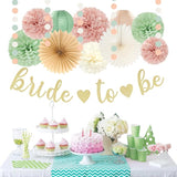 Sage Green Pink Bridal Shower Bachelorette Party Decorations 22pcs