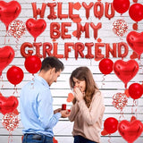 Letter Balloons - Will You Be My Girlfriend 18“ Red Heart Foil