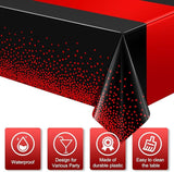 MASHAN 3Pcs Black and Red Tablecloth Party Decorations,Plastic Black