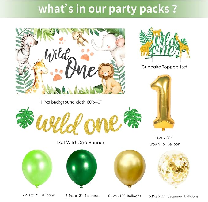 Wild One Birthday Decorations Jungle Theme Party Supplies Tableware