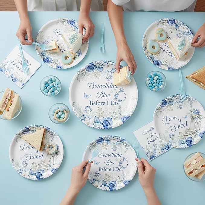 Something Blue Bridal Shower Decorations 96PCS Bachelorette Wedding