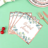 168Pcs Green and Rose Gold Party Decoration Bridal Shower Plates and