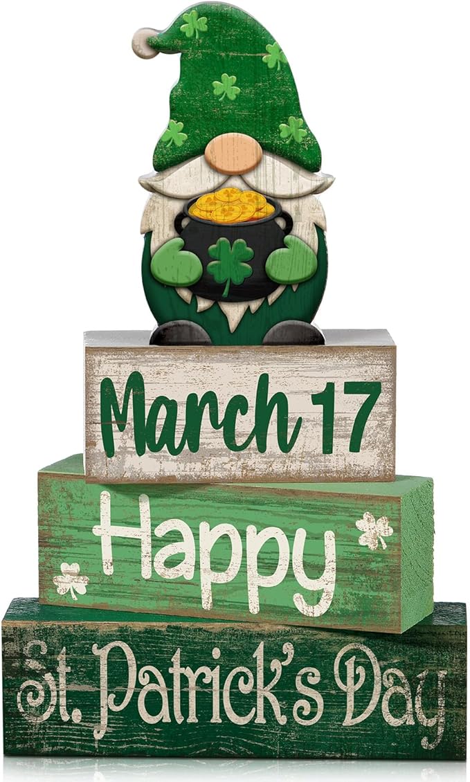 4 Pcs St Patricks Day Table Decoration Wooden St Patrick's Day
