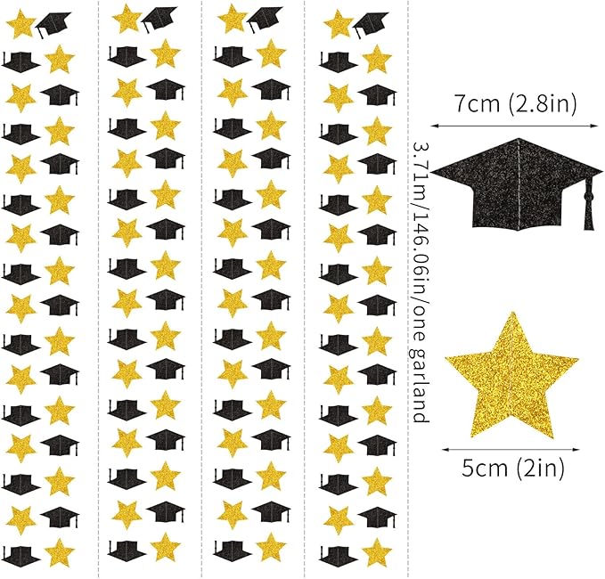 Black-Gold Graduation-2026 Class Party-Decorations Garland - Congrats