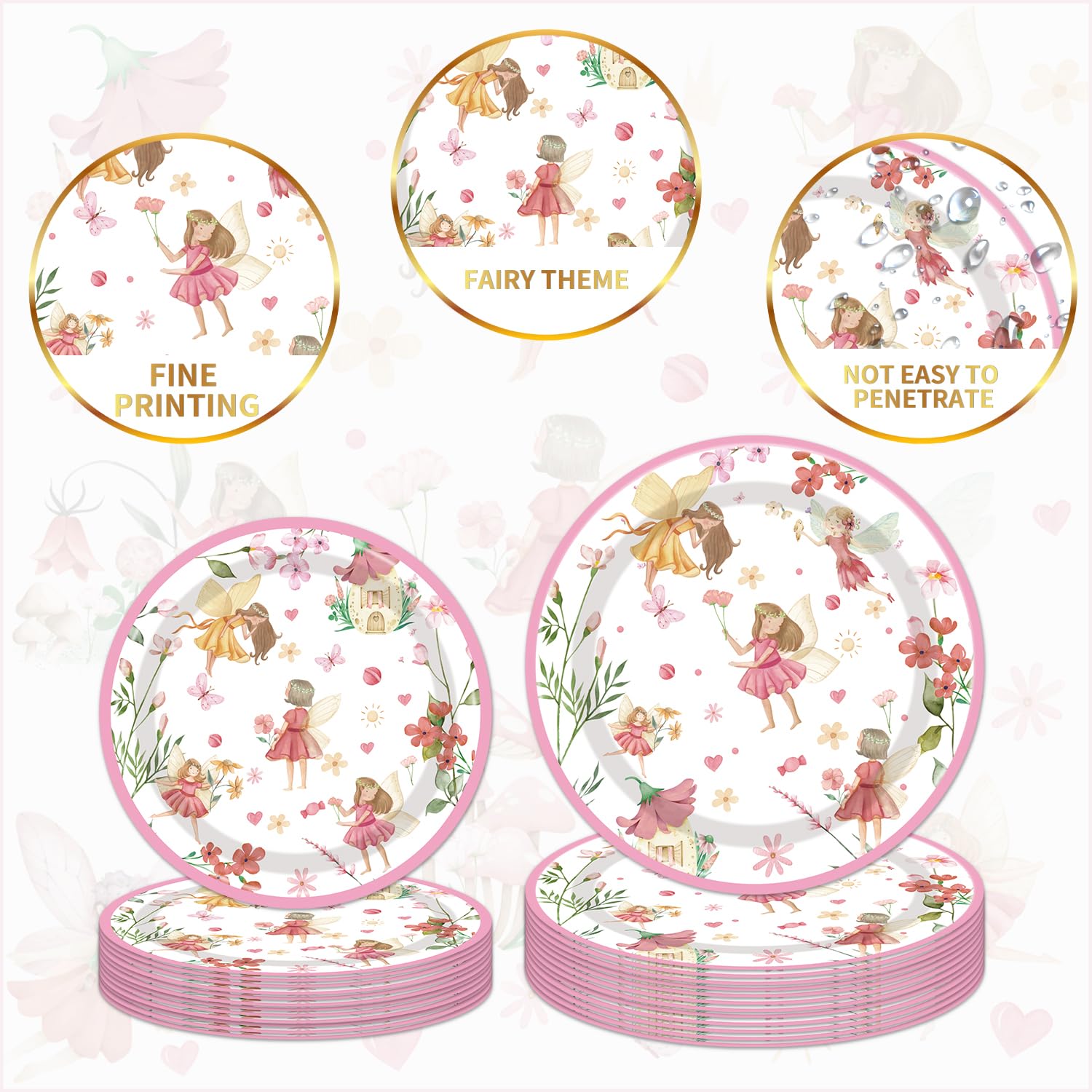 Fairy Birthday Party Supplies Tableware - 96PCS Butterfly Flower