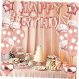 28pcs Rose Gold Birthday Balloons Set with Latex Foil and Sequin