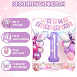 1st Birthday Decorations for Girls, 40 Inch Purple Number 1 Balloon,