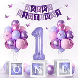 Baby Girl Purple First Birthday Decorations Pink Purple Balloons 40