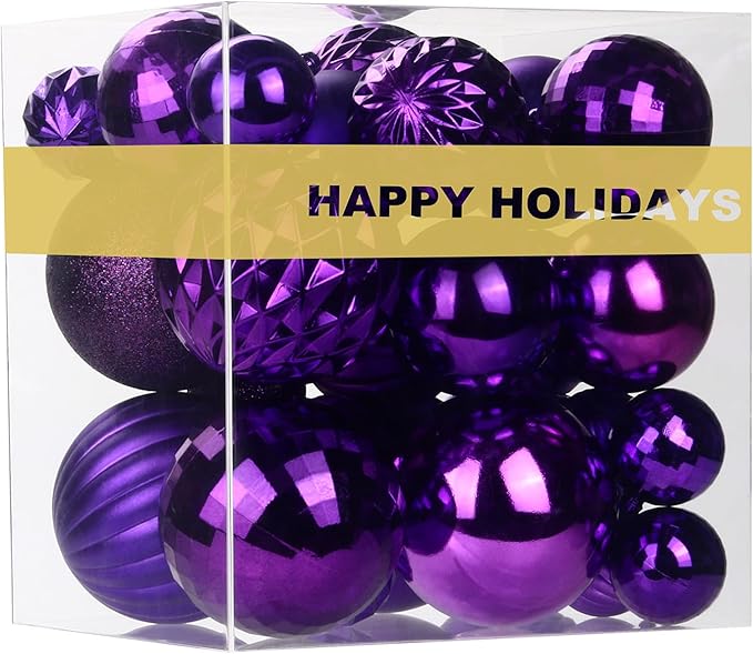 Purple Christmas Ornaments - Christmas Tree Decorations Shatterproof