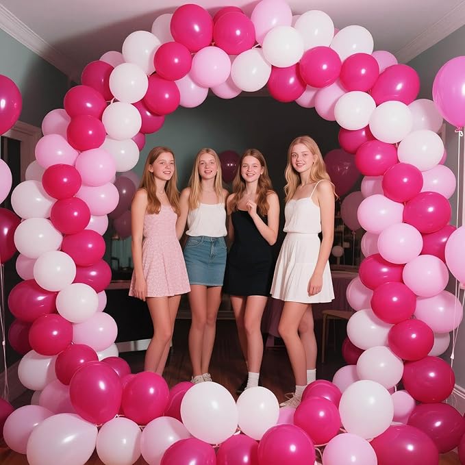 Pink White Balloons 100pcs 12 inch Hot Pink Pastel Pink White