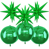 6Pcs Green Foil Balloons,22Inch Metallic Green 4D Round Ball Balloon