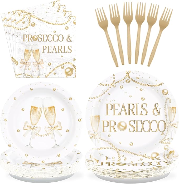 96Pcs Pearls and Prosecco Bridal Shower Decorations Engagement Party