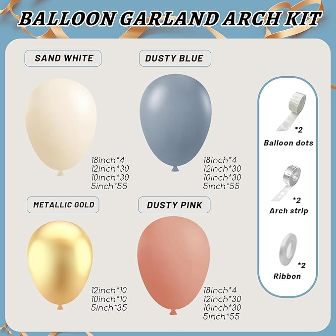 Gender Reveal Balloon Garland Arch Kit 412pcs Pink and Blue balloons