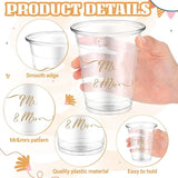 50 Pcs Mr and Mrs Cups 12 oz Plastic Wedding Cups Clear Engagement